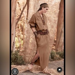 Urban Zen Safari Poplin Long Dress in Black-Size Small